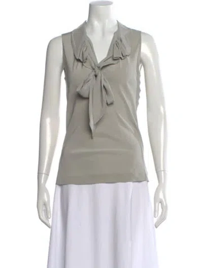Pre-owned Moschino Silk Tie Neck Blouse In White