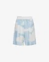 Moschino Silk Twill Bermuda Shorts Archive Clouds In Blue