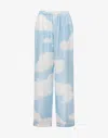 Moschino Silk Twill Pants Archive Clouds In Blue