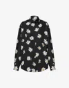 Moschino All-over Daisy Print Silk Twill Shirt In Black