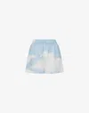 Moschino Silk Twill Shorts Archive Clouds In Blue