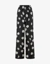 Moschino Black Silk Twill Allover Daisy Trousers In Black