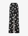 Moschino Black Silk Twill Allover Daisy Trousers In Black