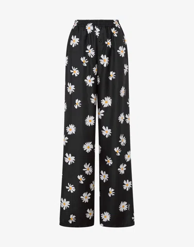 MOSCHINO SILK TWILL TROUSERS ALLOVER DAISY