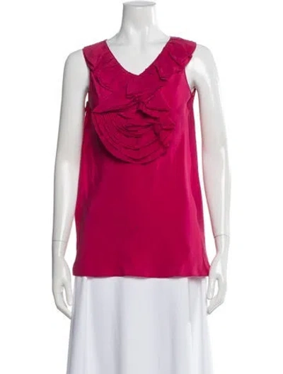 Pre-owned Moschino Silk V-neck Top In Pink