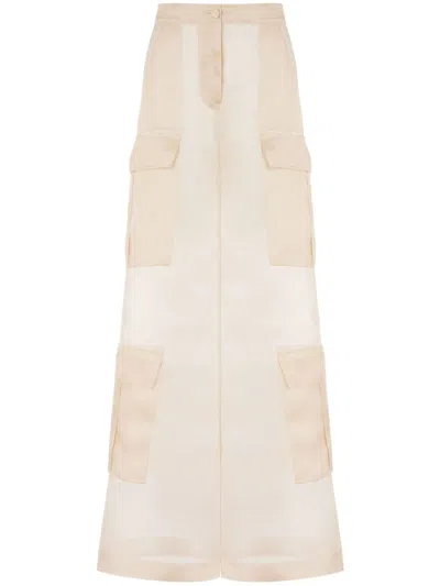 Moschino Silk Wide-leg Trousers In Neutrals