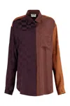 Moschino Silk Shirt Check Pattern Contrast Collar In Multi