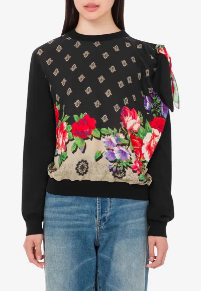 Moschino Silk-blend Sweater With Bow In Multi
