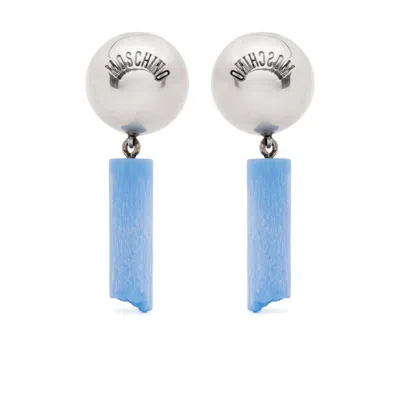MOSCHINO SILVER  BLUE EARRINGS