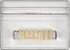 Moschino Silver Lettering Logo Foiled Card Holder In A1600 Nickel