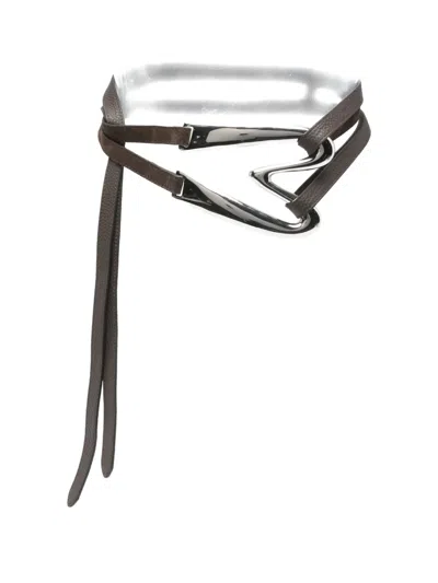 Moschino Silver-tone Buckle Leather Belt In Orange