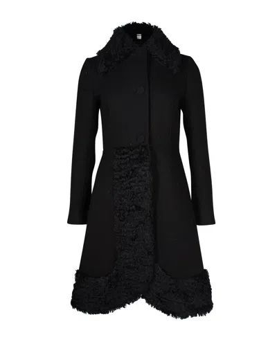 Moschino Singe Breasted Coat In Black Virgin Wool