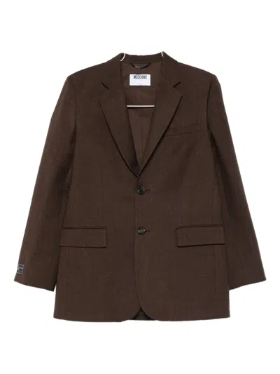 Moschino Single-breasted Blazer In Brown