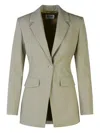 Moschino Structured Wool Blend Blazer With Notch Lapels In Gray