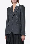Moschino Embroidered Wool Canvas Jacket With Notch Lapel In Gray