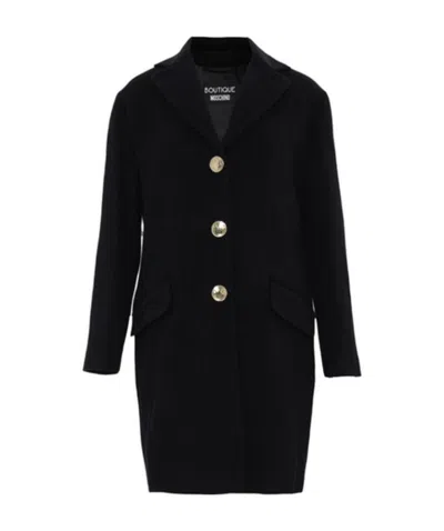 Moschino Single-breasted Coat In Black