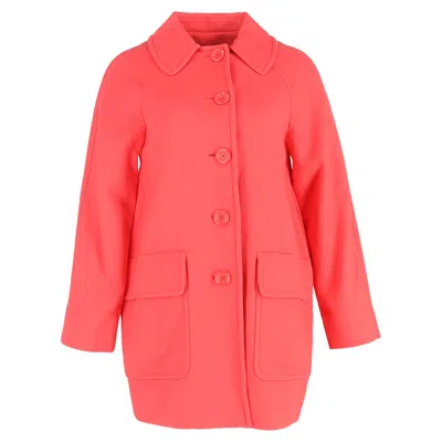 Moschino Single-breasted Coat Wit Pockets In Coral Wool In Orange
