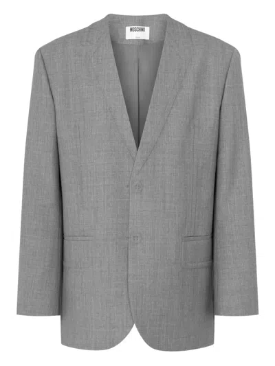 Moschino Single-breasted Collarless Blazer In Gray