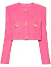 Moschino Cropped Structured Blazer With Buttoned Sleeves In Pink