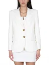 Moschino Heart Button Jacket With Notched Lapels In White