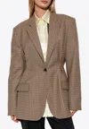 Moschino Single-breasted Jacquard Wool Blazer In Beige