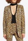 Moschino Single-breasted Leopard Print Blazer In Brown