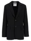 Moschino Belted Blazer With Vent And Pockets In Multi Black