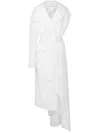 Moschino Asymmetrical Trench Coat In Stretch Poplin In White