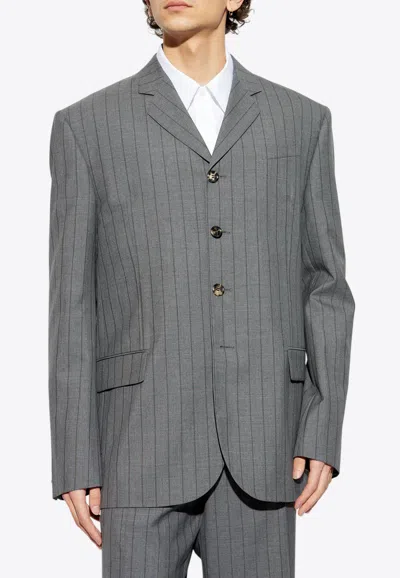 Moschino Gray Wool Pinstripe Blazer
