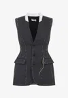 Moschino Sleeveless Wool Vest Tailored Stitching In Gray