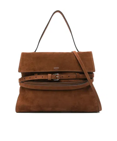 Moschino Single Handle Tote Bag In Brown