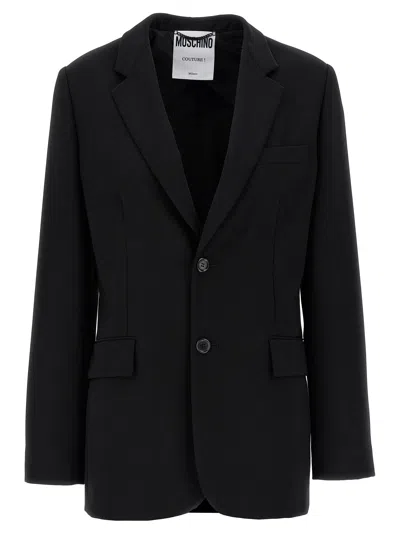 Moschino Single-breasted Martingale Blazer In Black
