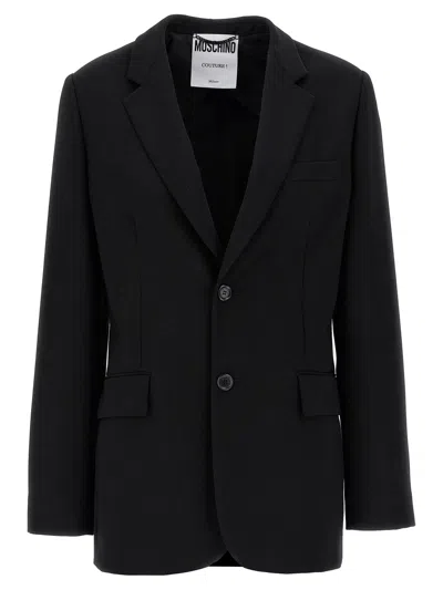 Moschino Single-breasted Martingale Blazer In Red