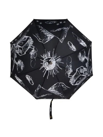 Moschino Sketch-print Umbrella In Black
