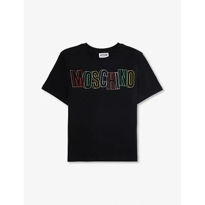 Moschino Boys Black Kids Sketchy Logo-print Stretch-cotton T-shirt 4-14 Years