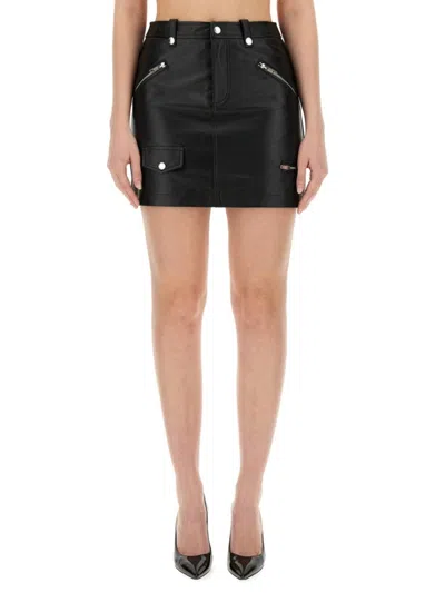 Moschino Skinny Fit Black Mini Skirt With Zippered Pockets