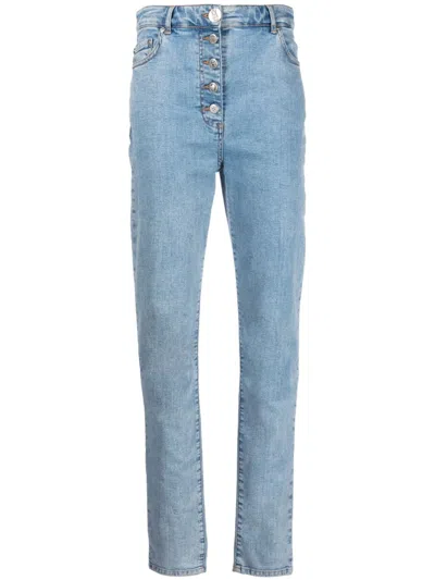 Moschino Skinny Jeans With Five-pocket Design In Blue