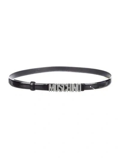 Pre-owned Moschino Skinny Leather Belt In Black