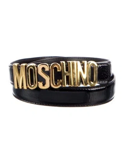 Pre-owned Moschino Skinny Leather Belt In Black