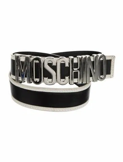 Pre-owned Moschino Skinny Leather Belt In Black
