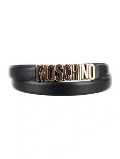Pre-owned Moschino Skinny Leather Belt In Black