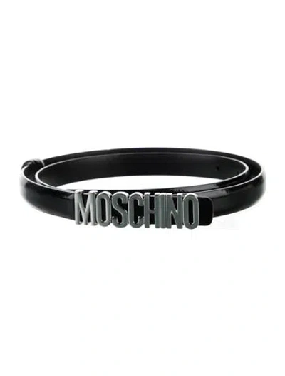 Pre-owned Moschino Skinny Leather Belt In Black