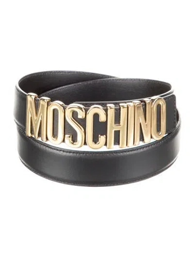 Pre-owned Moschino Skinny Leather Belt In Black