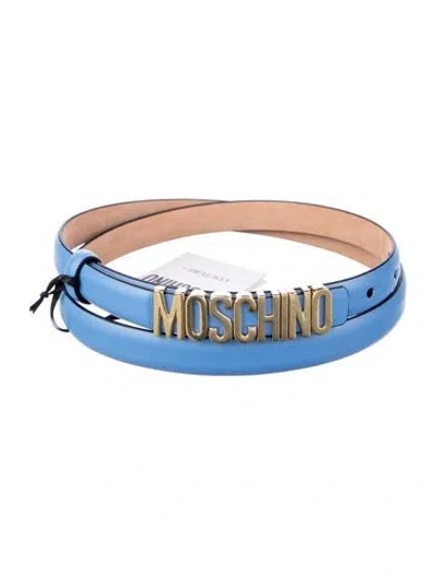 Pre-owned Moschino Skinny Leather Belt In Blue