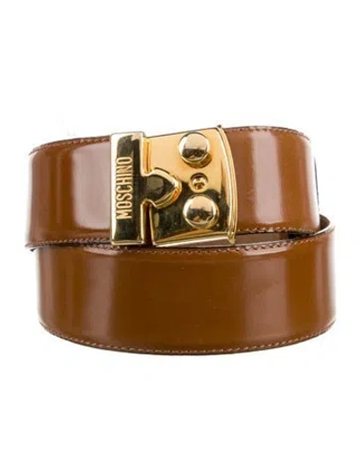 Pre-owned Moschino Skinny Leather Belt In Brown