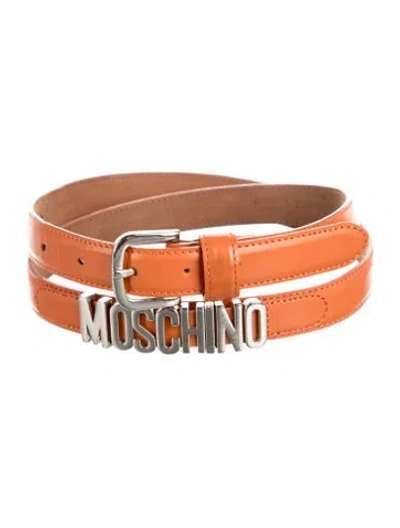 Pre-owned Moschino Skinny Leather Belt In Orange