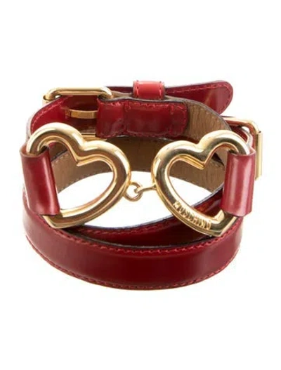 Pre-owned Moschino Skinny Leather Belt In Red