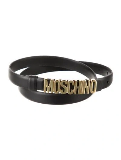 Pre-owned Moschino Skinny Leather Belt W/ Tags In Black