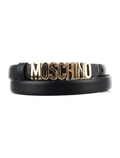 Pre-owned Moschino Skinny Leather Belt W/ Tags In Black