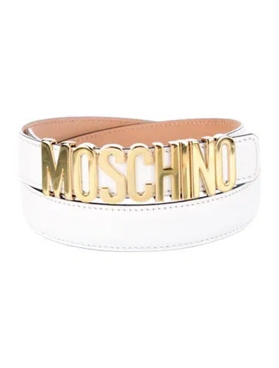 Pre-owned Moschino Skinny Leather Belt In White